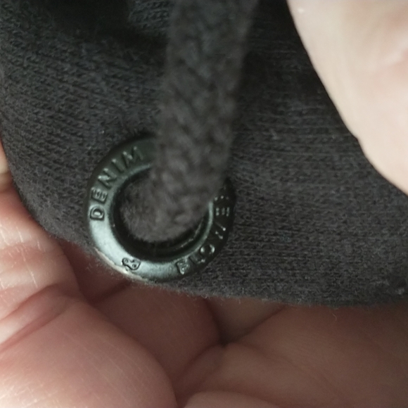 Denim & Flower black and white striped hoodie, kangaroo pocket - Picture 6 of 7